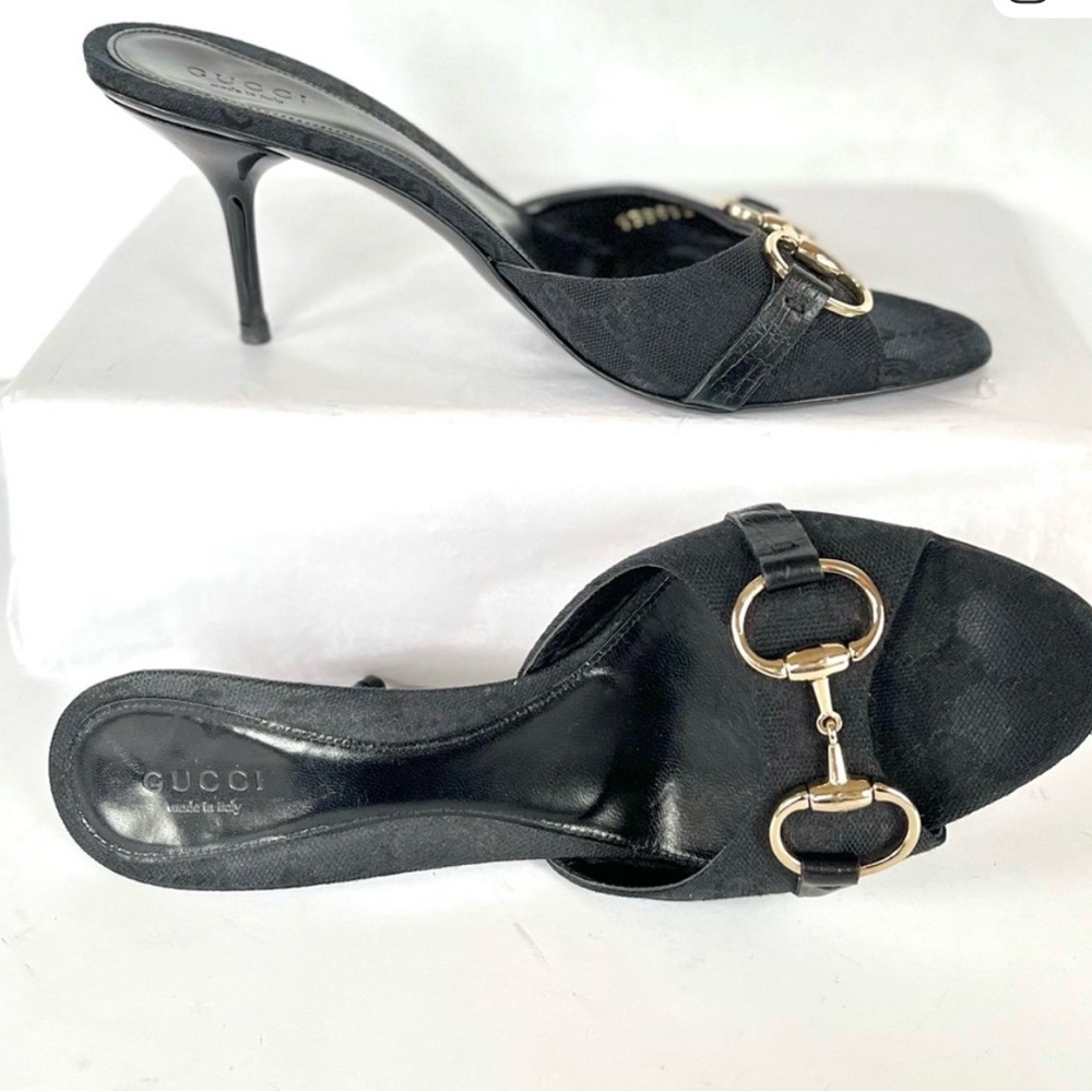 Gucci GG logo black horsebit slide sandals - Picture 2 of 3